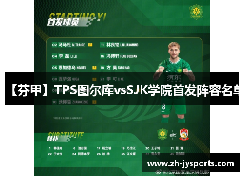 【芬甲】TPS图尔库vsSJK学院首发阵容名单